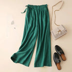 Women’s High Waist Side Lace-up Retro Elastic-waist Casual Pants - Onion Green / 2XL - Women’s Trousers