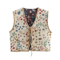 Women’s Jacquard Casual Vest - Floral Pattern / L - Women’s vest