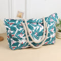 Women’s Large Capacity Beach Tote Bag Handheld Canvas Tote Bag - Leaves / 48X32X15CM - Canvas tote bag