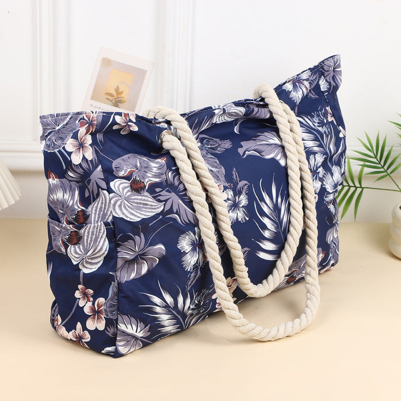 Women’s Large Capacity Beach Tote Bag Handheld Canvas Tote Bag - Plum Blossom / 48X32X15CM - Canvas tote bag