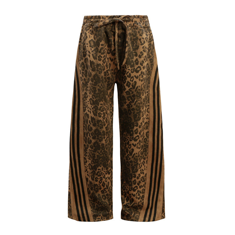 Women’s Leopard Print 2-Pieces Retro Set - Leopard’s Spots Coffee Pants / L - 2-pieces set