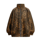 Women’s Leopard Print 2-Pieces Retro Set - Leopard’s Spots Coffee Top / L - 2-pieces set