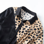 Women’s Leopard Print Long Sleeve Silk Shirt - Blouse
