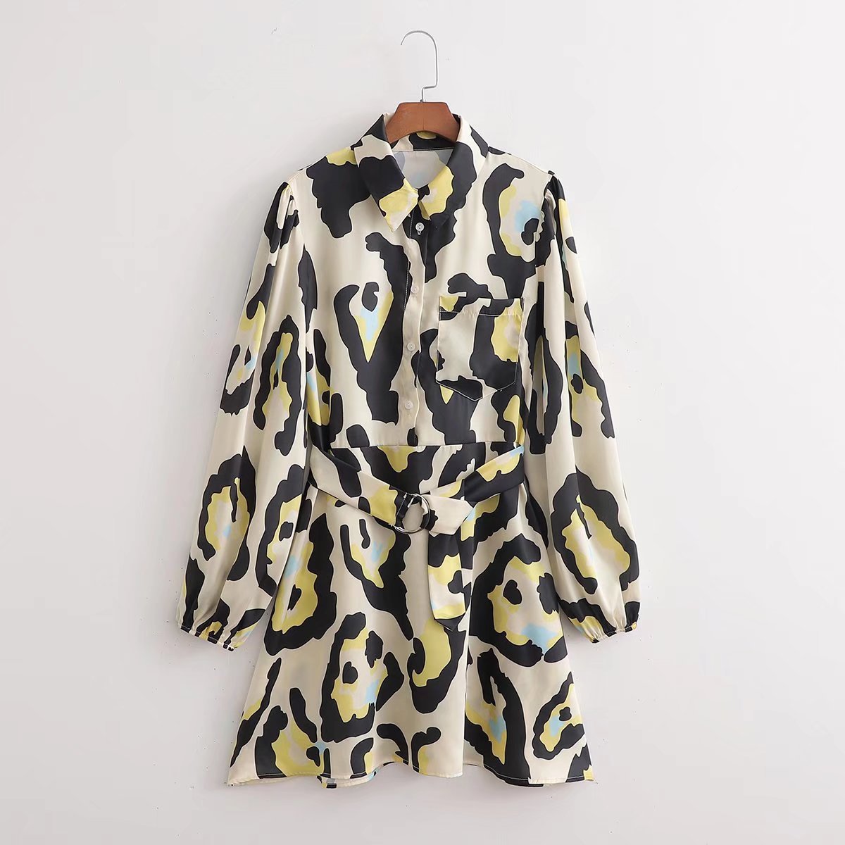 Women’s Leopard Print Shirt Dress - Picture Color / L - Shirt dress