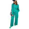Women’s Long Sleeve Casual Sweatshirt & Trousers Two-pieces Set - Green / L - 2-pieces set