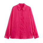 Women’s Long Sleeve Thin Blouse Casual Striped Summer Shirt - Blouse
