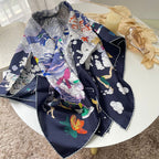 Women’s Luxury Silk Twill Scarf - Blue And Black
