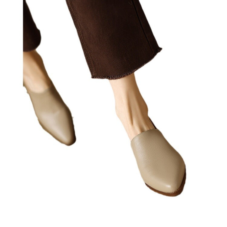Women’s Medium-heeled Deep-mouthed Shoes Thick-heeled Pointed-toe Shoes - Summer Shoes