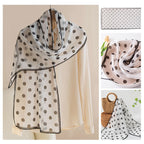 Women’s Mulberry Silk Scarf - Black Dots / 42x160cm - Scarf