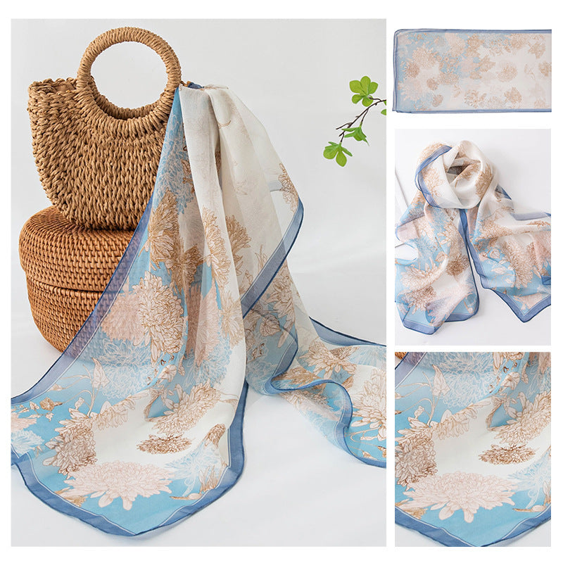 Women’s Mulberry Silk Scarf - Blue / 42x160cm - Scarf