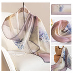 Women’s Mulberry Silk Scarf - Elegant Petal Blue / 42x160cm - Scarf