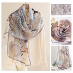Women’s Mulberry Silk Scarf - Light Purple Camellia / 42x160cm - Scarf