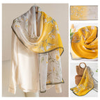 Women’s Mulberry Silk Scarf - Yellow Branches / 42x160cm - Scarf