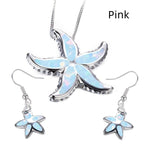 Women’s Opal Starfish Necklace Earings Set - Pink - Jewellery set