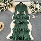 Women’s Pleated Slim Cake Dress Summer Dress - Dark Green / Average Size - Dress