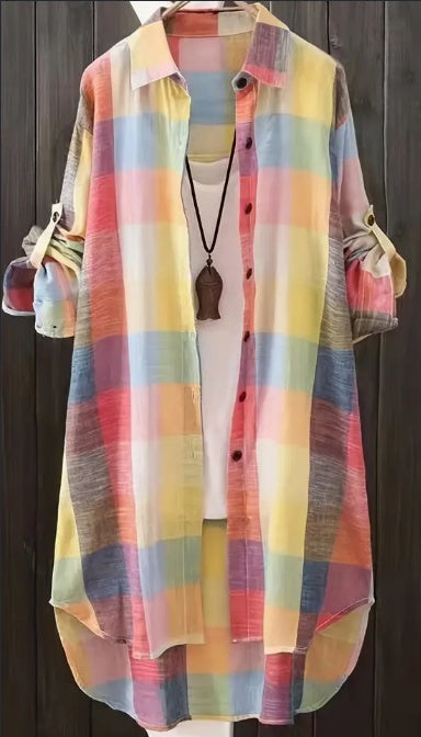 Women’s Plus Size Buttoned Shirt Dress - Tunic