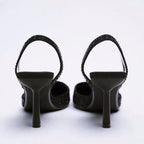 Autumn new spring and autumn sandals women’s high heels pointed toe hollow high heels colorful diamond bright