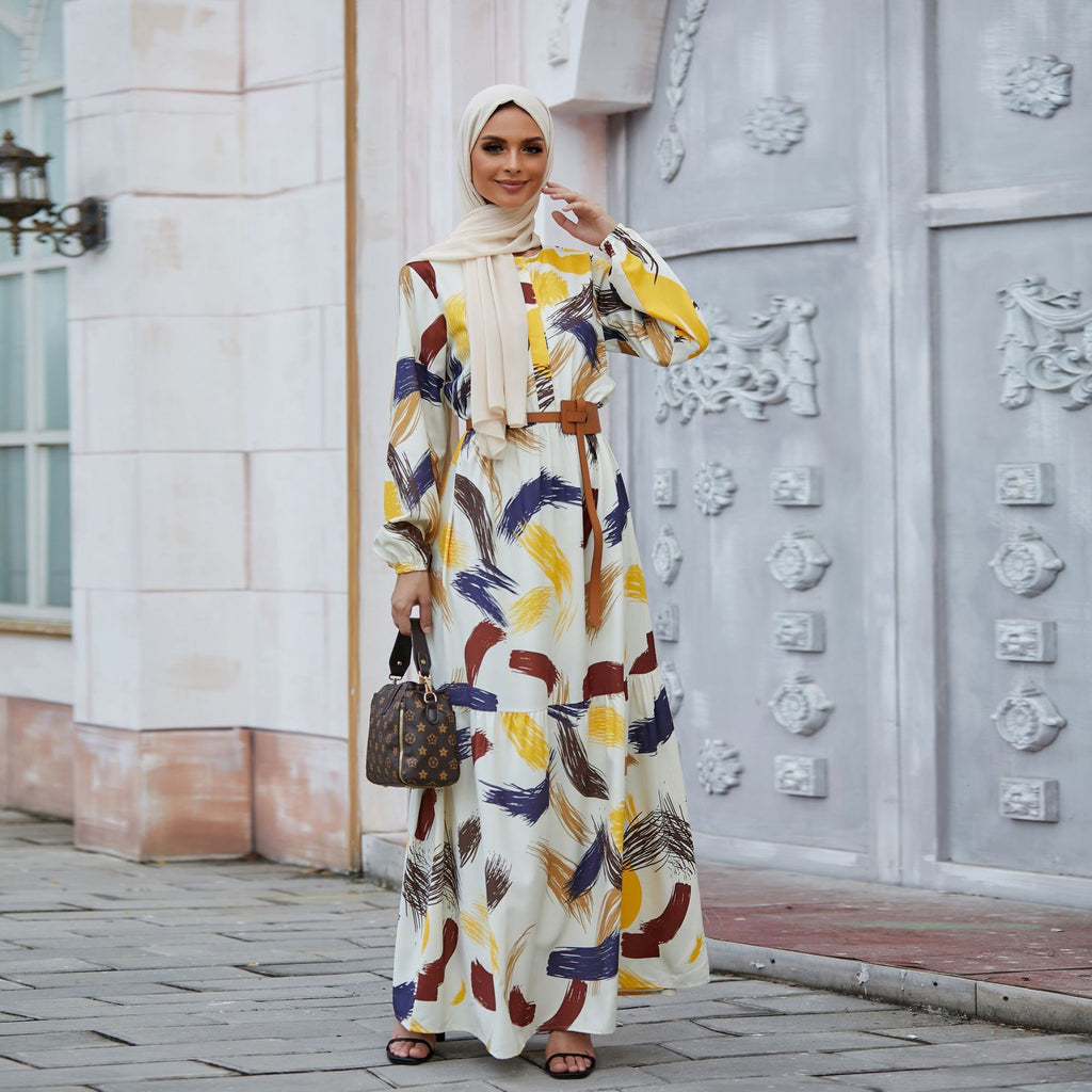 Women’s Printed Dress Summer Refreshing Printed Long Skirt