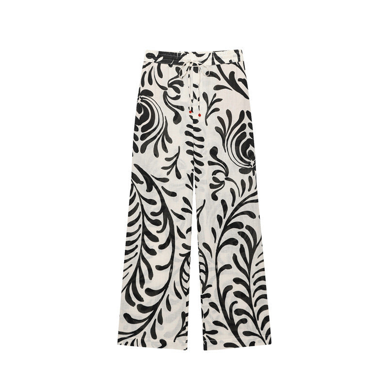 Women’s Printed Kimono Coat and Pants - Pants / L - Ladies’ kimono set