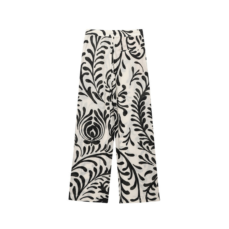 Women’s Printed Kimono Coat and Pants - Ladies’ kimono set