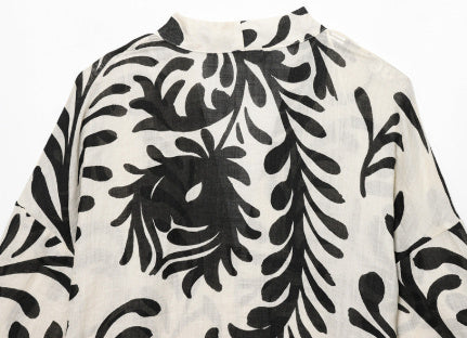 Women’s Printed Kimono Coat and Pants - Ladies’ kimono set