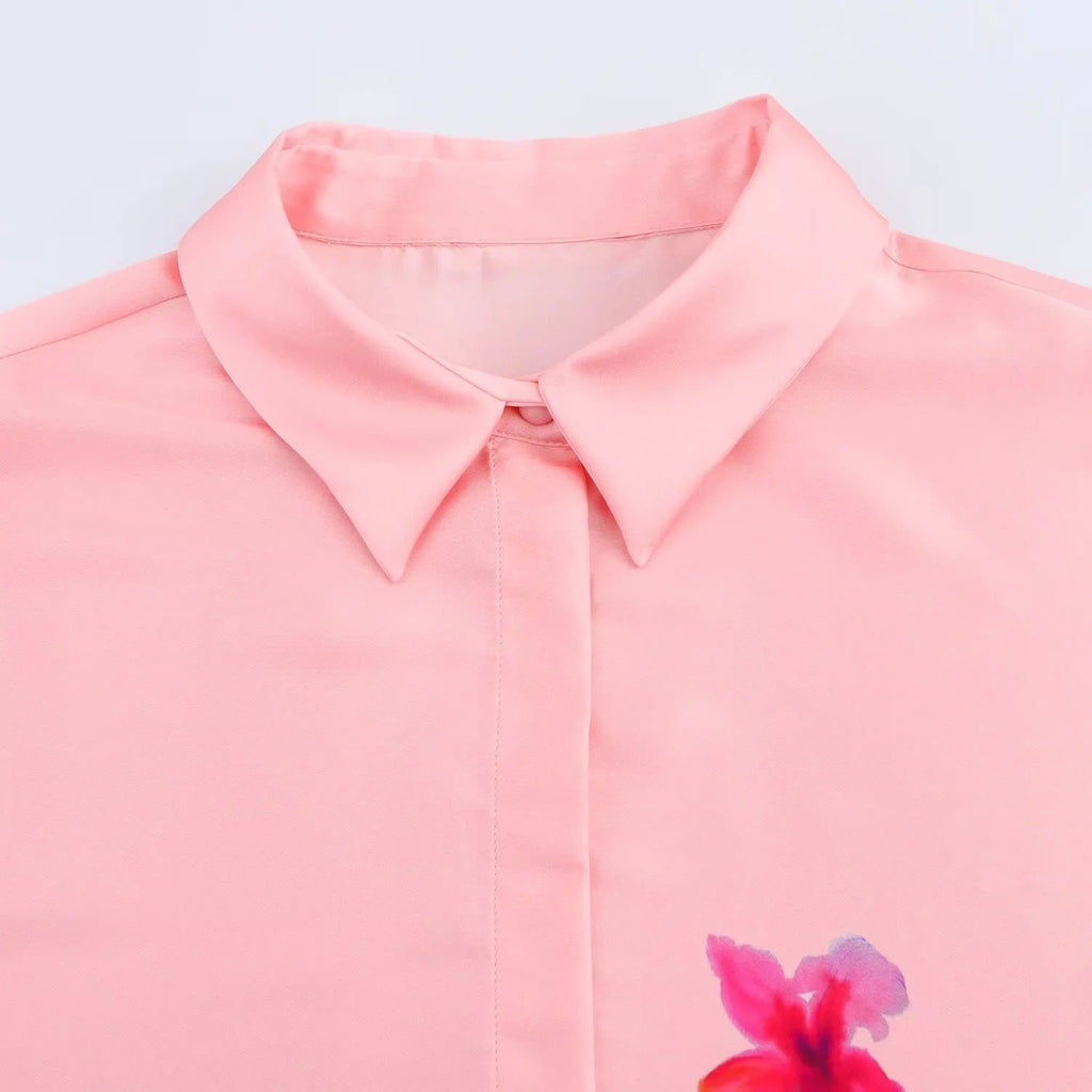 Women’s Printed Lapel Shirt - Blouse