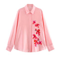 Women’s Printed Lapel Shirt - Pink / L - Blouse