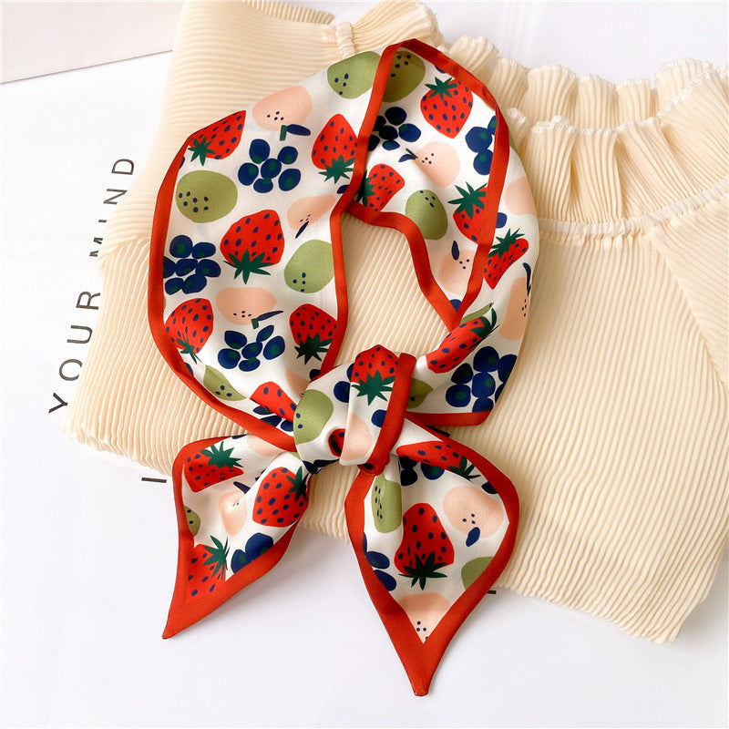 Women’s Printed Summer Scarf Decorative Skinny Scarf - LX12 Strawberry - Summer scarves