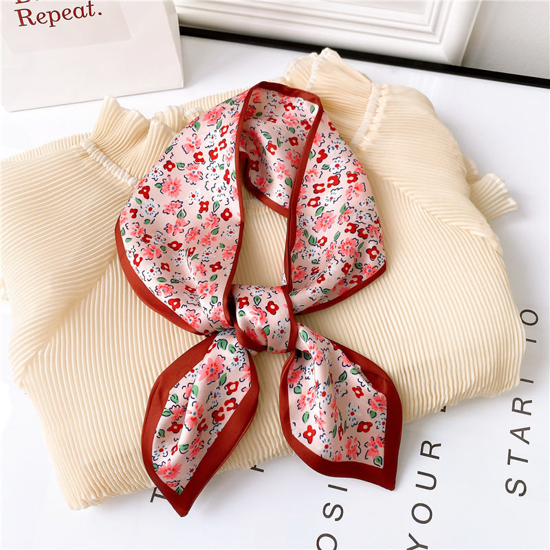 Women’s Printed Summer Scarf Decorative Skinny Scarf - LX3 red edge - Summer scarves