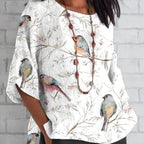 Women’s Round-neck Three-quarter-length-sleeved T-shirt Top Printed Summer Top - Style 1 / 2XL