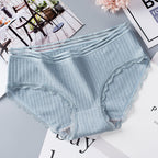 Women’s Seamless Laced Mid Waist Briefs - Middleblue / L - Women’s Underwear
