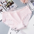 Women’s Seamless Laced Mid Waist Briefs - Pink / L - Women’s Underwear
