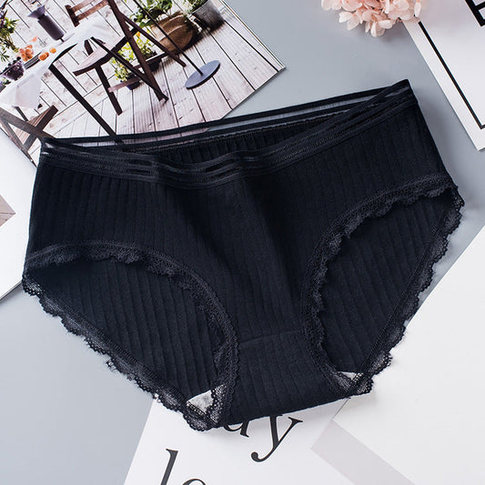 Women’s Seamless Laced Mid Waist Briefs - Women’s Underwear