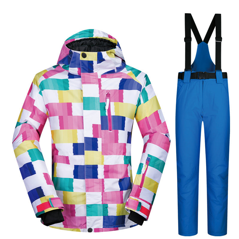 Women’s Ski Suit Thickened Breathable Outdoor Suit - Color block blue / L