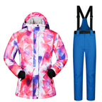 Women’s Ski Suit Thickened Breathable Outdoor Suit - Fancy Diamond Blue / L