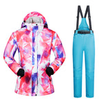 Women’s Ski Suit Thickened Breathable Outdoor Suit - Fancy Diamond Light Blue / L