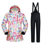 Women’s Ski Suit Thickened Breathable Outdoor Suit - Pink triangle black / L