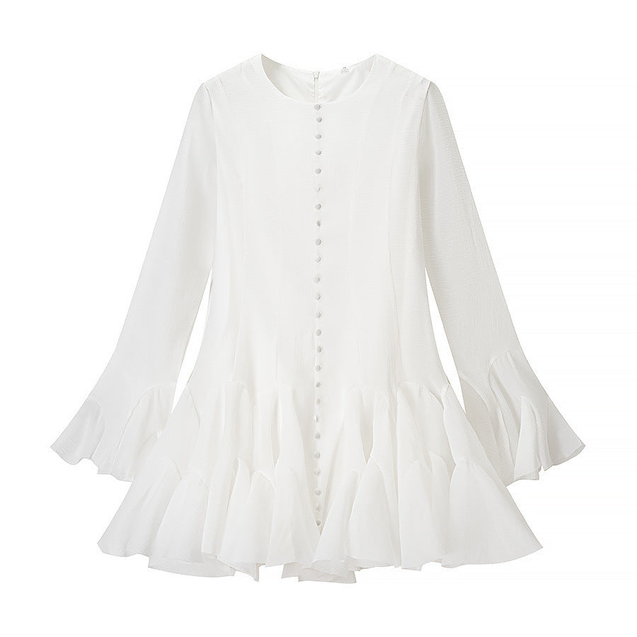 Women’s Slim Fit Short Summer Dress - White / L - Summer dress