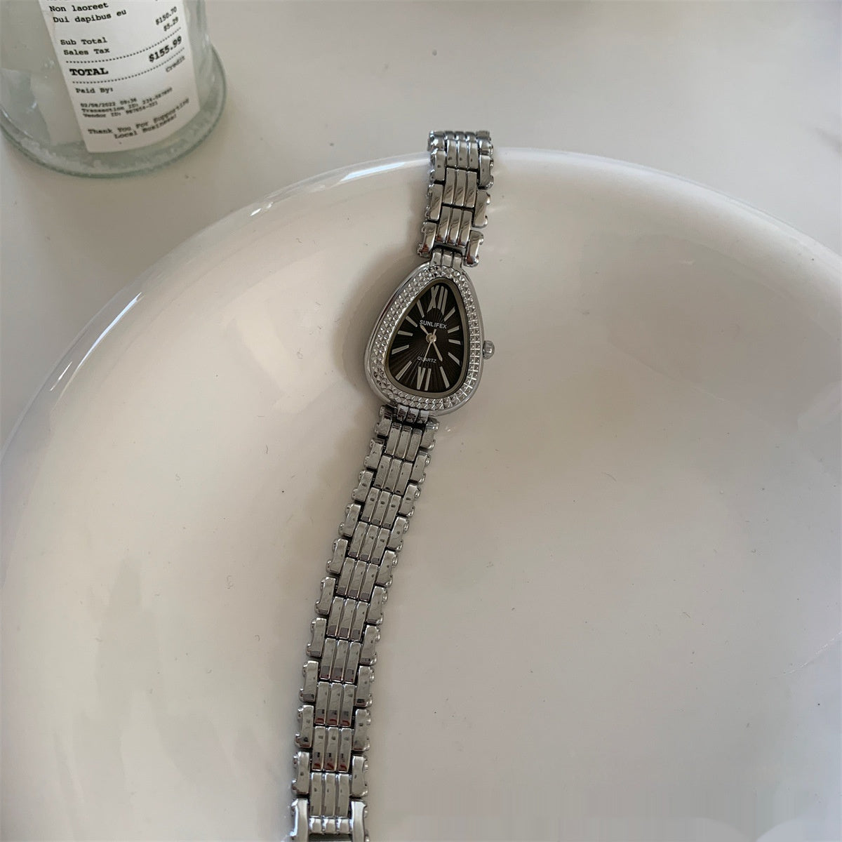 Women’s Snake Head Luxury Chain Watch - Silver Streak Black Noodles - Watch