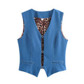 Women’s Solid Colour Denim Vest - Dark Blue / L - Denim vest