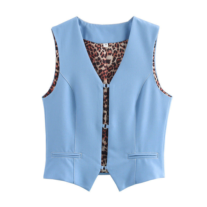 Women’s Solid Colour Denim Vest - Light Blue / L - Denim vest