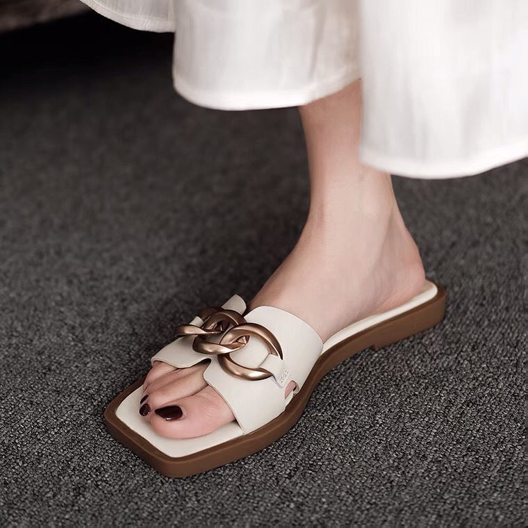 Women's Square Toe Summer Flip-flops - neomodest