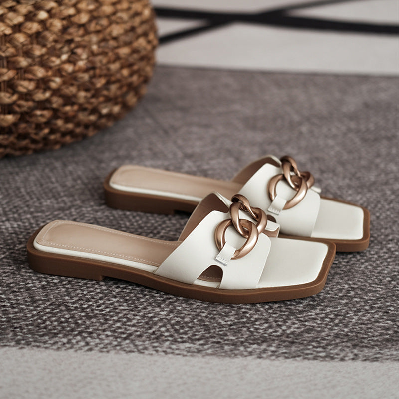 Women's Square Toe Summer Flip-flops - neomodest