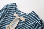 Women’s Striped Bow Lace-up Top - Blouse