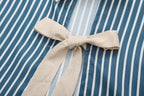 Women’s Striped Bow Lace-up Top - Blouse