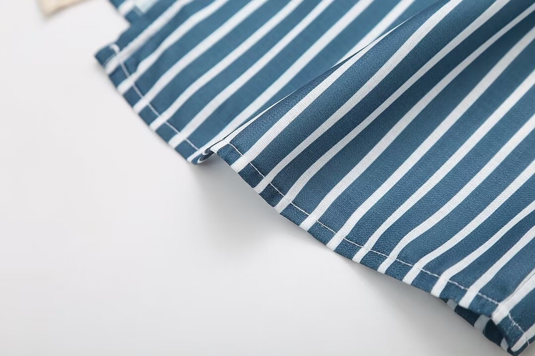 Women’s Striped Bow Lace-up Top - Blouse