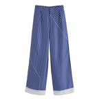 Women’s Striped Patchwork Shirt and Casual Pants - 2-pieces set