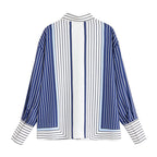 Women’s Striped Patchwork Shirt and Casual Pants - 2-pieces set