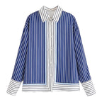 Women’s Striped Patchwork Shirt and Casual Pants - Top / L - 2-pieces set
