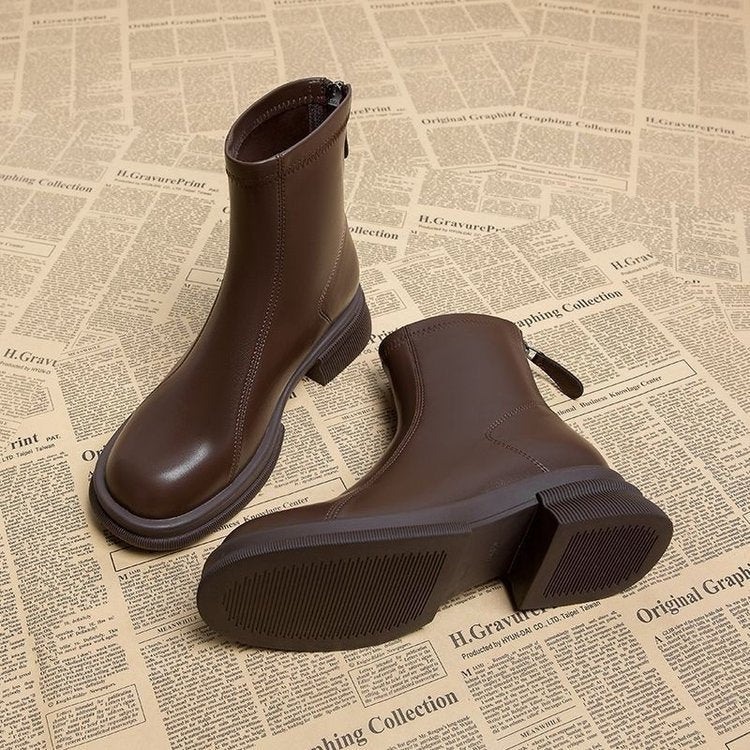 Women’s Thick Heel Flat Ankle Boots - Women’s boots
